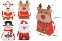 Christmas paper gift bag 180x80x265 mm with ribbon for handle - 12 pcs Christmas paper gift bag 180x80x265 mm with ribbon for handle - 12 pcs