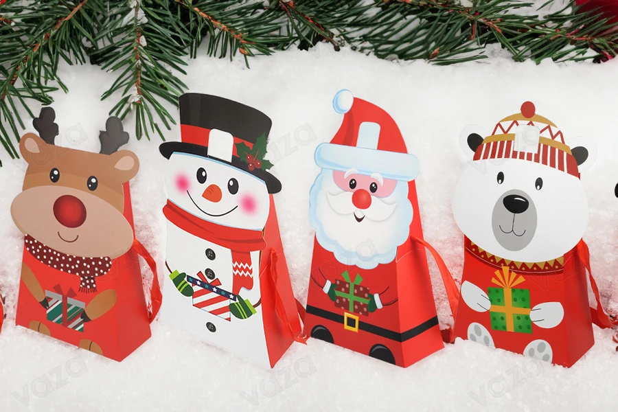 Christmas paper gift bag 180x80x265 mm with ribbon for handle - 12 pcs-image_group