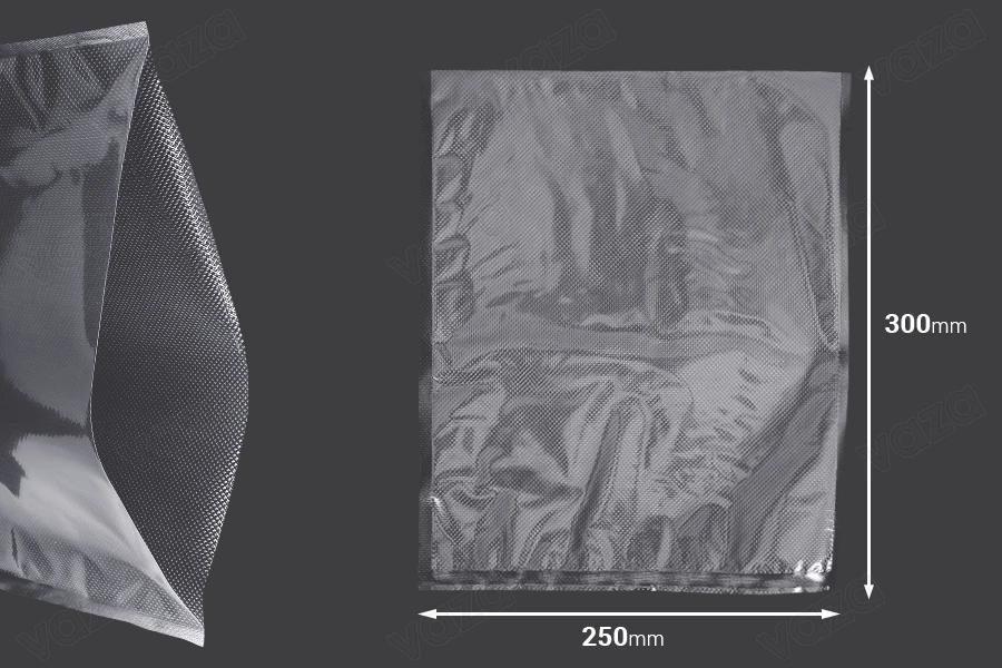 Σακούλες vacuum (κενού αέρος) 250x300 mm για συντήρηση - συσκευασία τροφίμων και άλλων προϊόντων - 100 τμχ-εικόνα_διαστάσεις