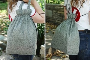 Borsa a tracolla in tessuto non tessuto 43x43 cm con coulisse nera-5