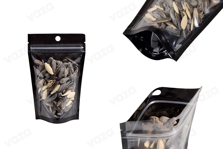 Σακουλάκια τύπου Doy Pack 90x30x140 mm αλουμινίου με μαύρη πίσω πλευρά, διάφανο μπροστά με κλείσιμο "zip" και δυνατότητα σφράγισης με θερμοκόλληση - 100 τμχ Σακουλάκια τύπου Doy Pack 90x30x140 mm αλουμινίου με μαύρη πίσω πλευρά, διάφανο μπροστά με κλείσιμο "zip" και δυνατότητα σφράγισης με θερμοκόλληση - 100 τμχ-εικόνα_προϊοντική