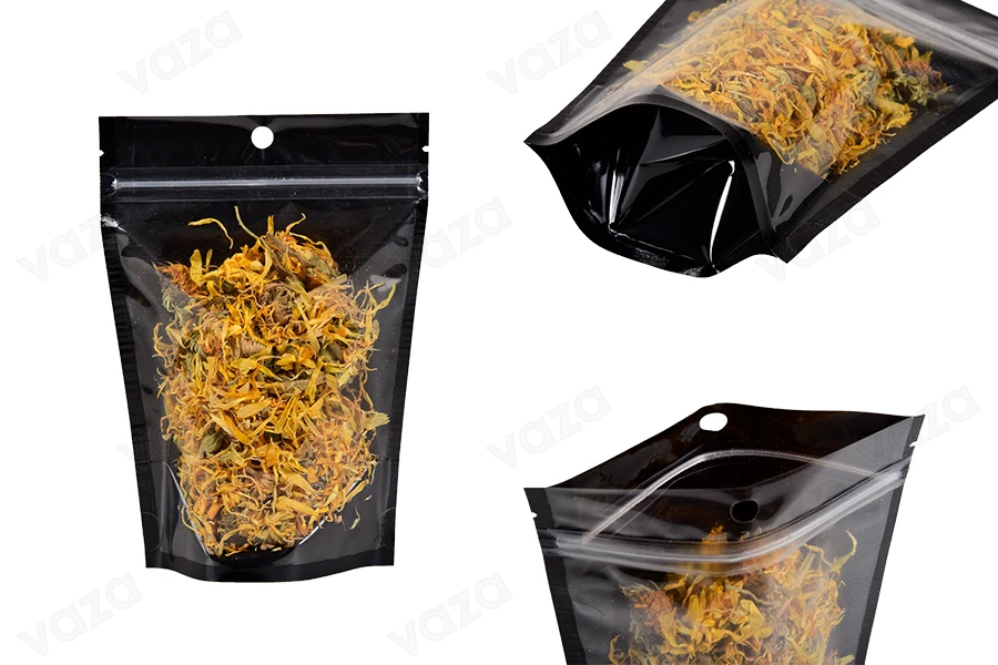 Σακουλάκια τύπου Doy Pack 120x40x170 mm αλουμινίου με μαύρη πίσω πλευρά, διάφανο μπροστά με κλείσιμο "zip" και δυνατότητα σφράγισης με θερμοκόλληση - 100 τμχ Σακουλάκια τύπου Doy Pack 120x40x170 mm αλουμινίου με μαύρη πίσω πλευρά, διάφανο μπροστά με κλείσιμο "zip" και δυνατότητα σφράγισης με θερμοκόλληση - 100 τμχ-εικόνα_προϊοντική