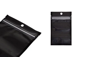 Doy Pack-Taschen 80x30x130mm Aluminium mit schwarzer Rückseite, transparenter Vorderseite mit "Reißverschluss" und Möglichkeit zum Heißsiegeln - 100 Stück-5
