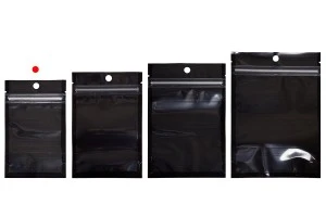 Doy Pack-Taschen 80x30x130mm Aluminium mit schwarzer Rückseite, transparenter Vorderseite mit "Reißverschluss" und Möglichkeit zum Heißsiegeln - 100 Stück-6
