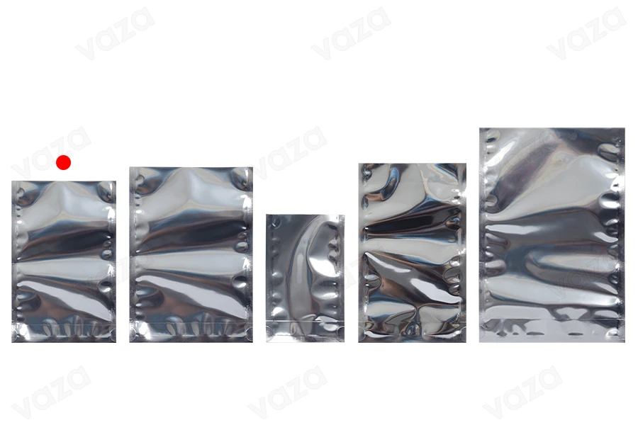 Σακουλάκια τύπου Doy Pack 120x40x170 mm αλουμινίου πίσω πλευρά, διάφανο μπροστά και κλείσιμο με θερμοκόλληση - 100 τμχ-