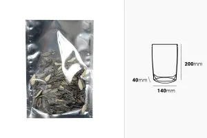 Σακουλάκια τύπου Doy Pack 140x40x200 mm αλουμινίου πίσω πλευρά, διάφανο μπροστά και κλείσιμο με θερμοκόλληση - 100 τμχ-2