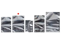 Doy Pack Beutel 140x40x200mm Alu-Rückseite, transparente Vorderseite und Verschluss mit Heißsiegelung - 100 Stk Doy Pack Beutel 140x40x200mm Alu-Rückseite, transparente Vorderseite und Verschluss mit Heißsiegelung - 100 Stk