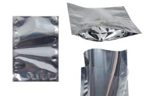 Doy Pack Beutel 140x40x200mm Alu-Rückseite, transparente Vorderseite und Verschluss mit Heißsiegelung - 100 Stk Doy Pack Beutel 140x40x200mm Alu-Rückseite, transparente Vorderseite und Verschluss mit Heißsiegelung - 100 Stk