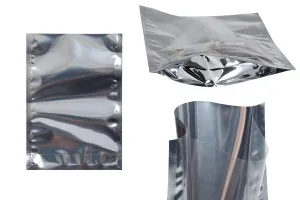 Doy Pack Beutel 140x40x200mm Alu-Rückseite, transparente Vorderseite und Verschluss mit Heißsiegelung - 100 Stk