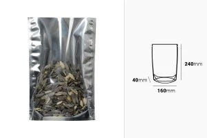 Σακουλάκια τύπου Doy Pack 160x40x240 mm αλουμινίου πίσω πλευρά, διάφανο μπροστά και κλείσιμο με θερμοκόλληση - 100 τμχ-3