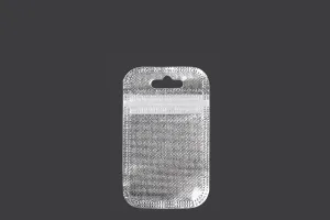 Non-woven zip lock bags with Eurohole, silver back side and transparent front side in size 55x90 mm - 100 pcs-1