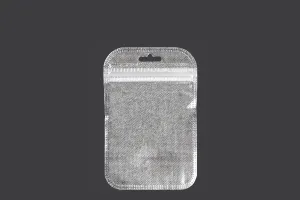 Non-woven zip lock bags with Eurohole, silver back side and transparent front side in size 85x130 mm - 100 pcs-1