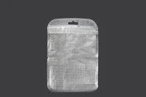 Sachets avec fermeture éclair 105 x 150 mm, dos argenté non tissé, face transparente et eurohole - 100 pcs