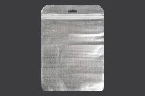 Sachets avec fermeture éclair 160 x 220 mm, dos argenté non tissé, face transparente et eurohole - 100 pcs Sachets avec fermeture éclair 160 x 220 mm, dos argenté non tissé, face transparente et eurohole - 100 pcs