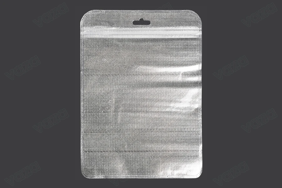 Σακουλάκια με κλείσιμο zip 160x220 mm, non woven ασημί πίσω όψη, διάφανο μπροστά και τρύπα eurohole - 100 τμχ Σακουλάκια με κλείσιμο zip 160x220 mm, non woven ασημί πίσω όψη, διάφανο μπροστά και τρύπα eurohole - 100 τμχ-εικόνα_προϊοντική