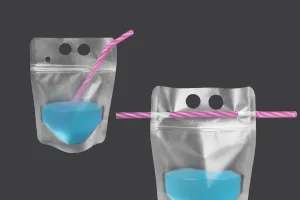 Transparent Doypack stand-up pouch 250 ml with zipper and holes for a drinking straw and carrying around - 50 pcs.-2