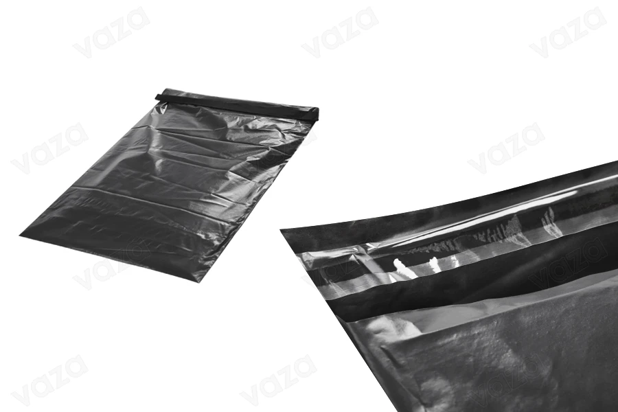 Qese transporti courier të papërshkueshme nga uji 320x490 mm të zeza me mbyllje me ngjitje - 100 copë                                                 -