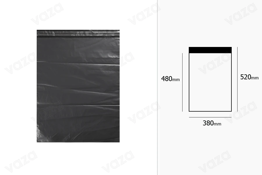 Σακουλάκια μεταφορών courier αδιάβροχα 380x520 mm μαύρα με αυτοκόλλητο κλείσιμο  - 100 τμχ-εικόνα_διαστάσεις