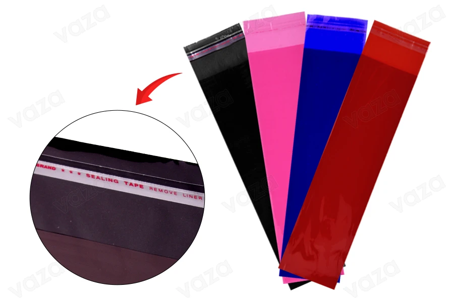 Beutel 70x300mm transluzent mit Selbstklebeverschluss in verschiedenen Farben - 100 Stück-produktbild