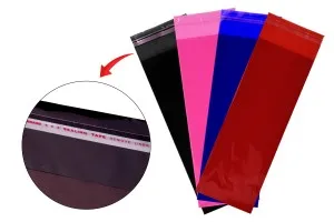Sachets 90 x 300 mm semi-transparents avec fermeture adhésive en différentes couleurs - 100 pcs-1