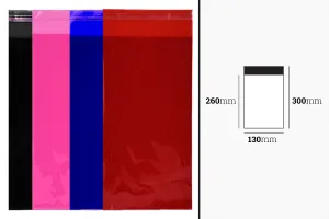 Sachets 130 x 300 mm semi-transparents avec fermeture adhésive en différentes couleurs - 100 pcs-2
