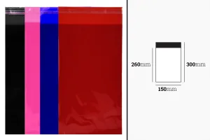 Sachets 150 x 300 mm semi-transparents avec fermeture adhésive en différentes couleurs - 100 pcs-2