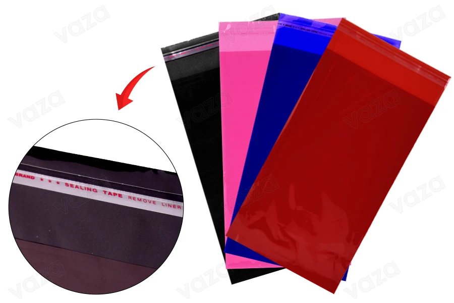 Σακουλάκια 150x300 mm ημιδιάφανα με αυτοκόλλητο κλείσιμο σε διάφορα χρώματα - 100 τμχ-εικόνα_προϊοντική