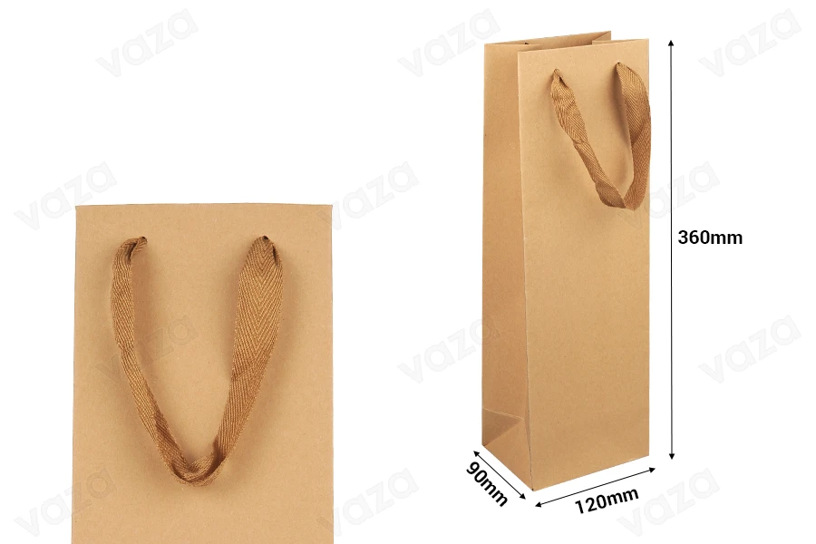 Paper gift bag 120x90x360 mm for wine bottle - 12 pcs-dimensioni_immagine