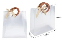 Τσάντα δώρου πλαστική 240x100x265 mm ημιδιάφανη με φιόγκο και χερούλι σε δερμάτινη υφή - 12 τμχ