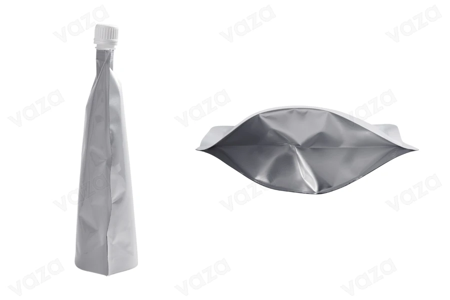 200 ml Doypack aluminum bags (flask) with white safety cap  - 50 pcs-εικόνα_σύνθεση