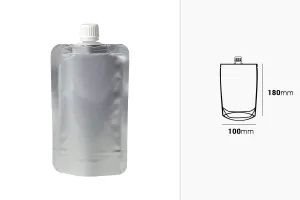 Aluminum Doypack stand-up spout pouch, 200 ml with a white cap  - 50 pcs-2