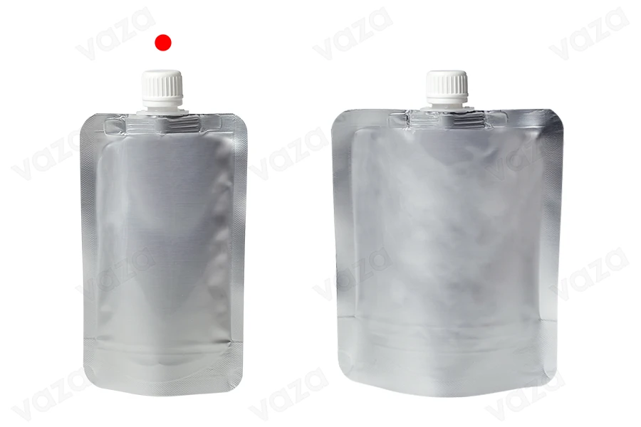200 ml Doypack aluminum bags (flask) with white safety cap  - 50 pcs-εικόνα_σύνθεση