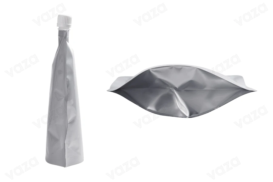 Συσκευασία (ασκός) αλουμινίου τύπου Doy Pack 300 ml με λευκό καπάκι ασφαλείας - 50 τμχ-εικόνα_σύνθεση