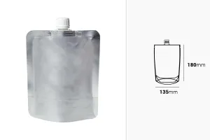 Aluminum Doypack stand-up spout pouch, 300 ml with a white cap  - 50 pcs-2