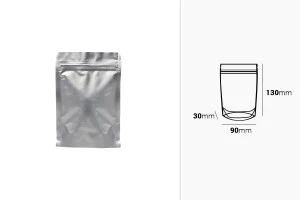 Σακουλάκια αλουμινίου τύπου Doy Pack 90x30x130 mm με κλείσιμο "zip" και δυνατότητα σφράγισης με θερμοκόλληση  - 100 τμχ-2