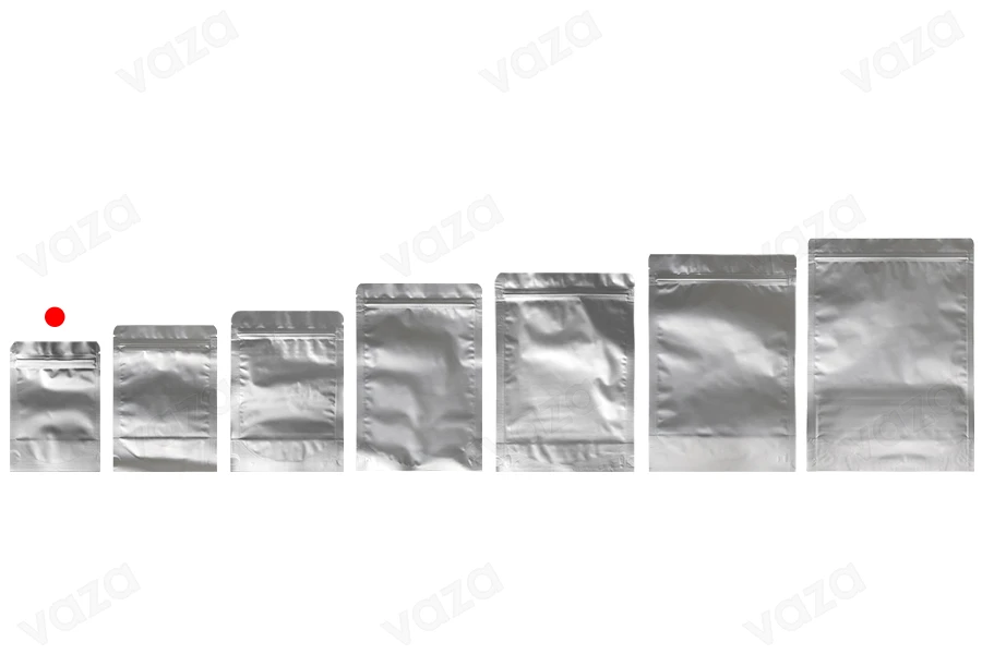 Σακουλάκια αλουμινίου τύπου Doy Pack 90x30x130 mm με κλείσιμο "zip" και δυνατότητα σφράγισης με θερμοκόλληση - 100 τμχ Σακουλάκια αλουμινίου τύπου Doy Pack 90x30x130 mm με κλείσιμο "zip" και δυνατότητα σφράγισης με θερμοκόλληση - 100 τμχ-εικόνα_σύνθεση