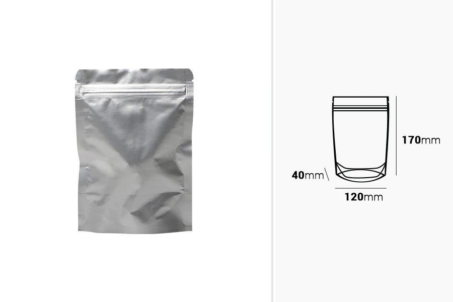 Σακουλάκια αλουμινίου τύπου Doy Pack 120x40x170 mm με κλείσιμο "zip" και δυνατότητα σφράγισης με θερμοκόλληση - 100 τμχ Σακουλάκια αλουμινίου τύπου Doy Pack 120x40x170 mm με κλείσιμο "zip" και δυνατότητα σφράγισης με θερμοκόλληση - 100 τμχ