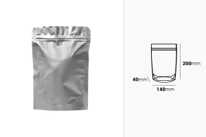 Σακουλάκια αλουμινίου τύπου Doy Pack 140x40x200 mm με κλείσιμο "zip" και δυνατότητα σφράγισης με θερμοκόλληση  - 100 τμχ-2