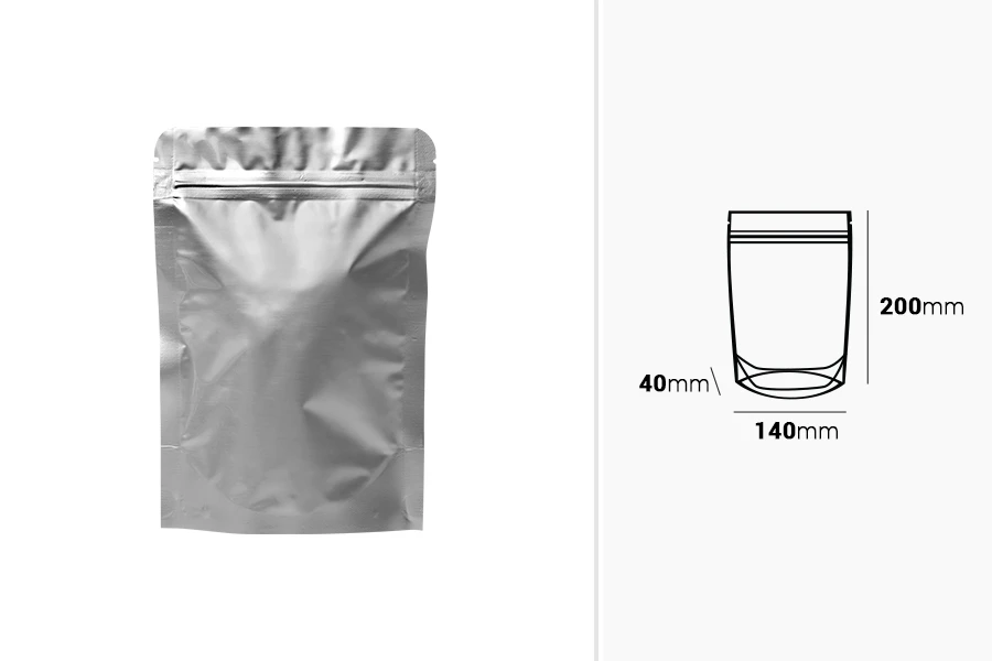 Σακουλάκια αλουμινίου τύπου Doy Pack 140x40x200 mm με κλείσιμο "zip" και δυνατότητα σφράγισης με θερμοκόλληση - 100 τμχ Σακουλάκια αλουμινίου τύπου Doy Pack 140x40x200 mm με κλείσιμο "zip" και δυνατότητα σφράγισης με θερμοκόλληση - 100 τμχ