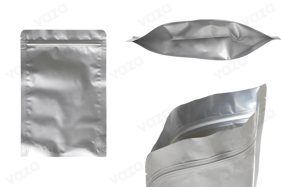 Σακουλάκια αλουμινίου τύπου Doy Pack 160x40x240 mm με κλείσιμο "zip" και δυνατότητα σφράγισης με θερμοκόλληση - 100 τμχ Σακουλάκια αλουμινίου τύπου Doy Pack 160x40x240 mm με κλείσιμο "zip" και δυνατότητα σφράγισης με θερμοκόλληση - 100 τμχ-εικόνα_προϊοντική