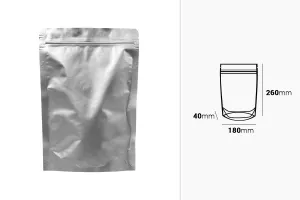 Σακουλάκια αλουμινίου τύπου Doy Pack 180x40x260 mm με κλείσιμο "zip" και δυνατότητα σφράγισης με θερμοκόλληση  - 100 τμχ-2