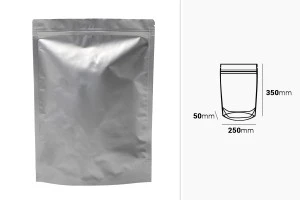 Aluminiumbeutel vom Typ Doy Pack 250x50x350 mm mit Reißverschluss und der Möglichkeit zum Heißsiegeln - 100 Stück-2