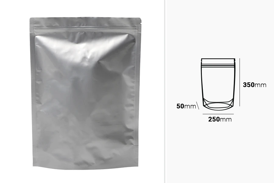 Σακουλάκια αλουμινίου τύπου Doy Pack 250x50x350 mm με κλείσιμο "zip" και δυνατότητα σφράγισης με θερμοκόλληση - 100 τμχ Σακουλάκια αλουμινίου τύπου Doy Pack 250x50x350 mm με κλείσιμο "zip" και δυνατότητα σφράγισης με θερμοκόλληση - 100 τμχ
