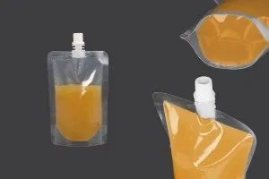 Doypack stand-up pouch packaging (flask) transparent 200 ml with white cap-4