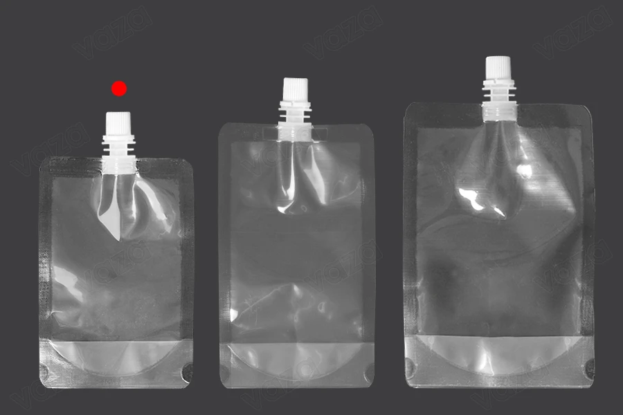 Συσκευασία (ασκός) τύπου Doy Pack διάφανη 200 ml με λευκό καπάκι - 100 τμχ-εικόνα_σύνθεση