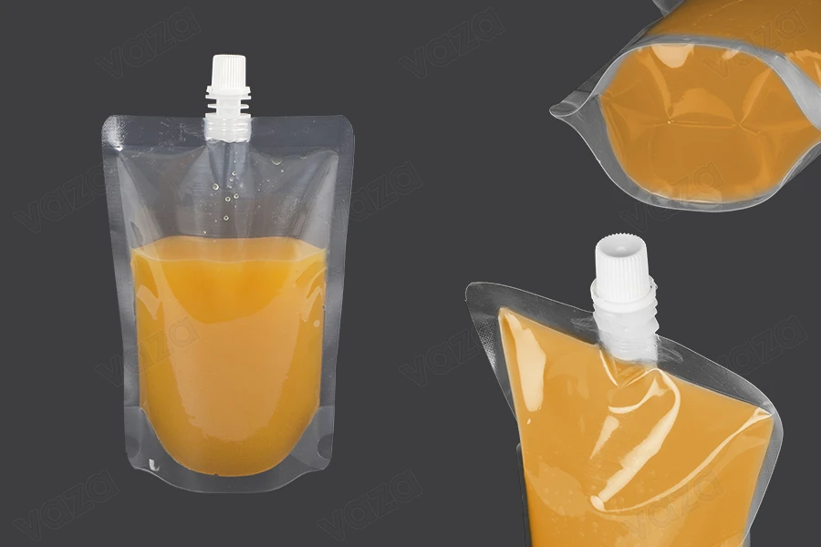 Συσκευασία (ασκός) τύπου Doy Pack διάφανη 380 ml με λευκό καπάκι-εικόνα_σύνθεση