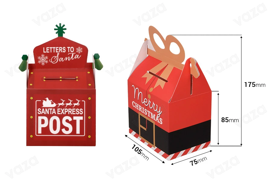 Weihnachtsbox - Geschenktüte, 105x75x175 mm - 25 Stück-bildabmessungen