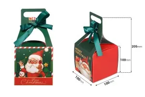 Boîte cadeau de Noël avec poignée et ruban 100 x 100 x 100 mm - 25 pcs-2