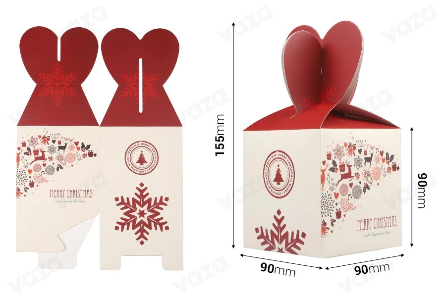 Christmas paper gift box 90x90x155 mm - 10 pcs Christmas paper gift box 90x90x155 mm - 10 pcs-dimensioni_immagine