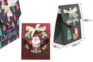 Christmas gift paper bag 115x55x145 mm with ribbon - 10 pcs-2